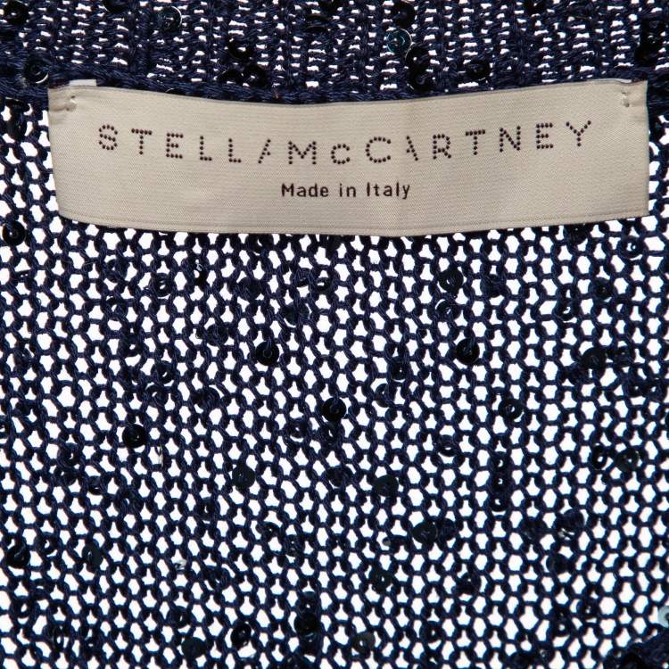 Pre Owned Stella McCartney Navy Blue Sequined Cotton Knit Jumper M
