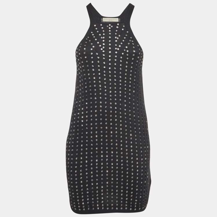 Pre Owned Stella McCartney Black Embellished Cotton Knit Mini Tank Dress S