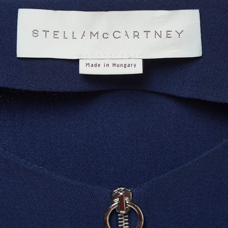 مملوكة مسبقًا Stella McCartney Blue Crepe Zip Neck Top M