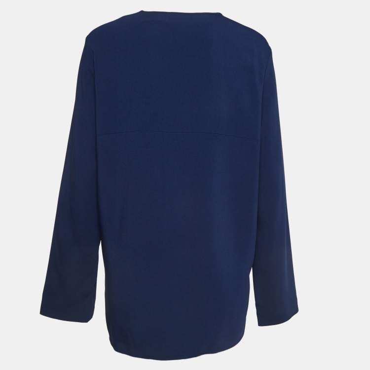 مملوكة مسبقًا Stella McCartney Blue Crepe Zip Neck Top M