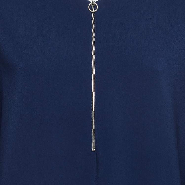 مملوكة مسبقًا Stella McCartney Blue Crepe Zip Neck Top M