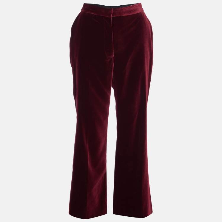 Pre Owned Stella McCartney Bordeaux Velvet Straight Leg Trousers M