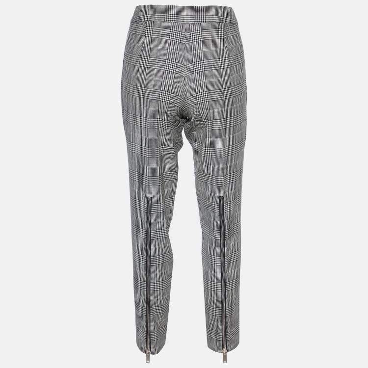Pre Owned Stella McCartney Monochrome Houndstooth Wool Tapered Trousers S