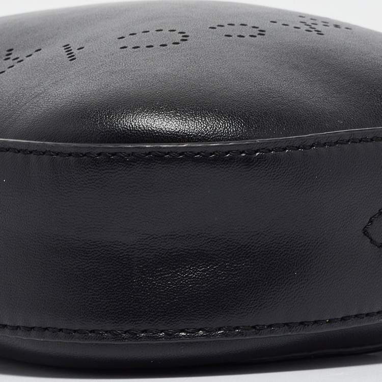 Pre Owned Stella McCartney Black Perforated Logo Faux Leather Crossbody Bag