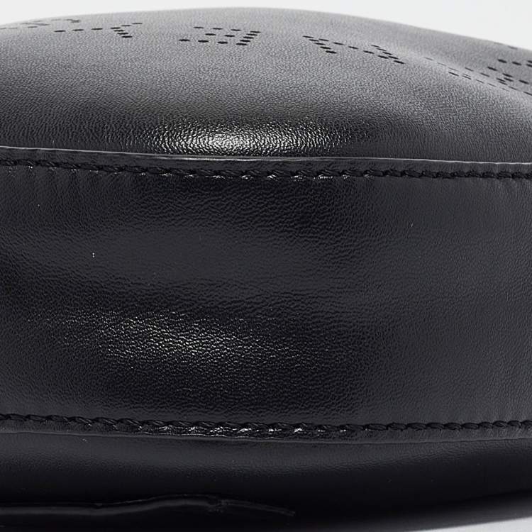 Pre Owned Stella McCartney Black Perforated Logo Faux Leather Crossbody Bag