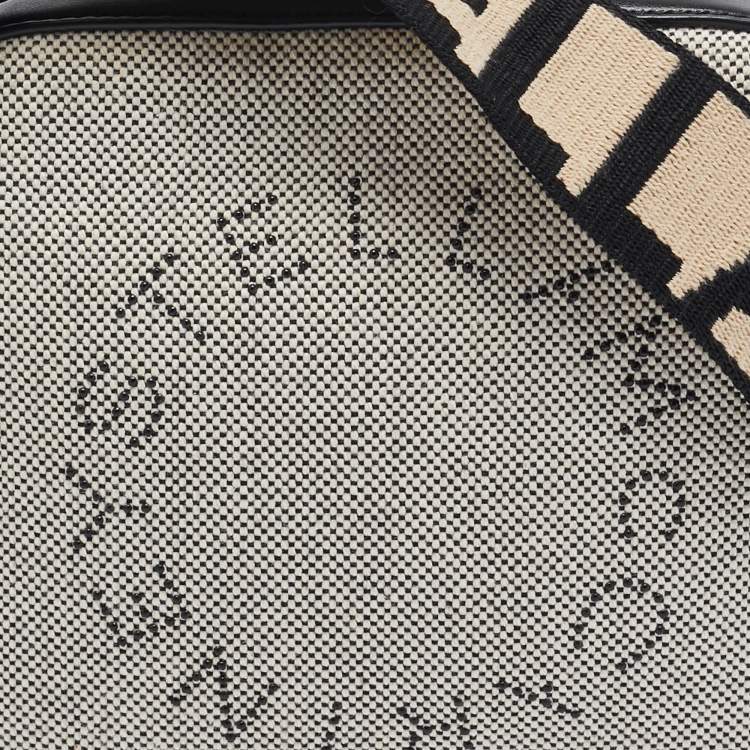 Pre Owned Stella McCartney Black/White Logo Canvas and Leather Camera Crossbody Bag