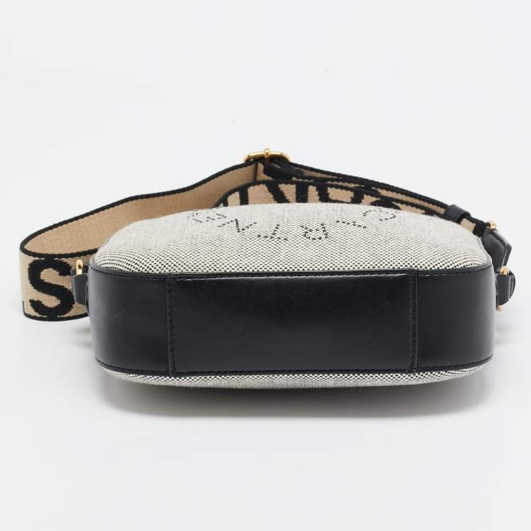 Pre Owned Stella McCartney Black/White Logo Canvas and Leather Camera Crossbody Bag