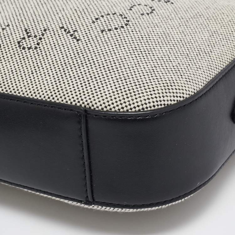 Pre Owned Stella McCartney Black/White Logo Canvas and Leather Camera Crossbody Bag