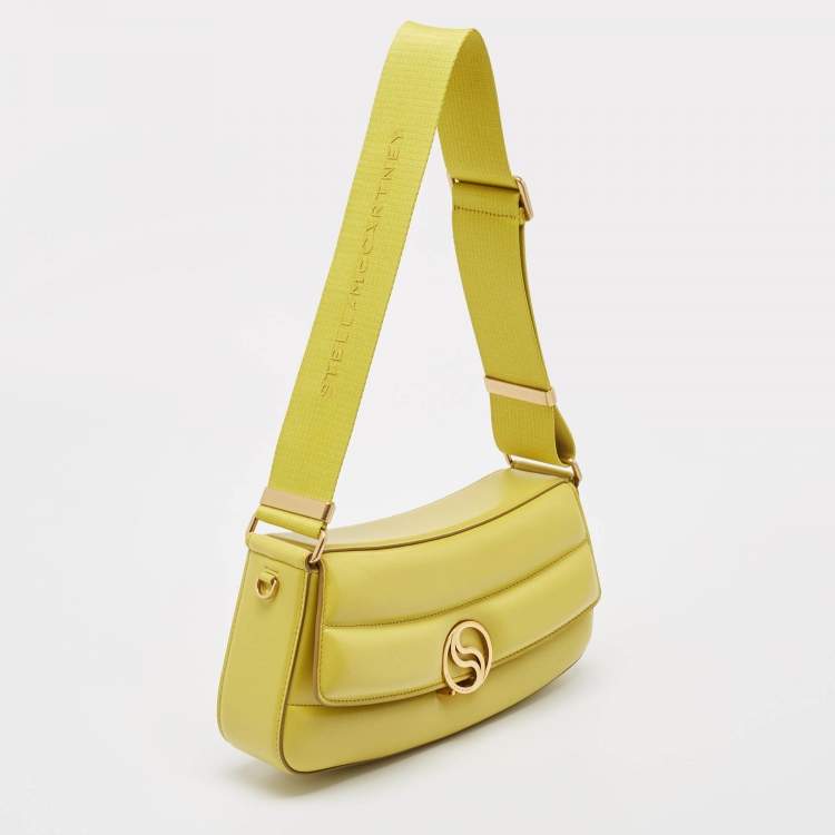 Pre Owned Stella McCartney Lime Faux Leather S-Wave Padded Shoulder Bag