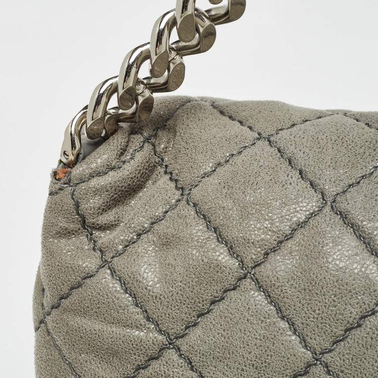 Pre Owned Stella McCartney Grey Quilted Faux Suede Beckett Shoulder Bag