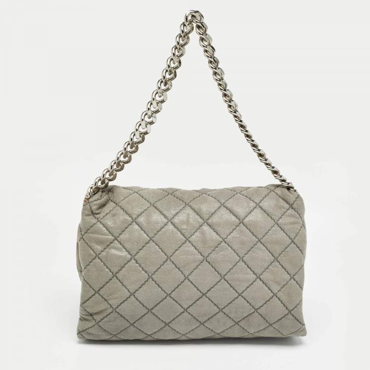 Pre Owned Stella McCartney Grey Quilted Faux Suede Beckett Shoulder Bag