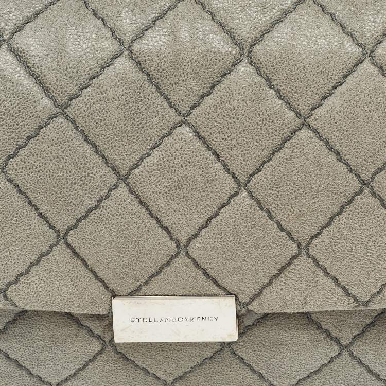 Pre Owned Stella McCartney Grey Quilted Faux Suede Beckett Shoulder Bag