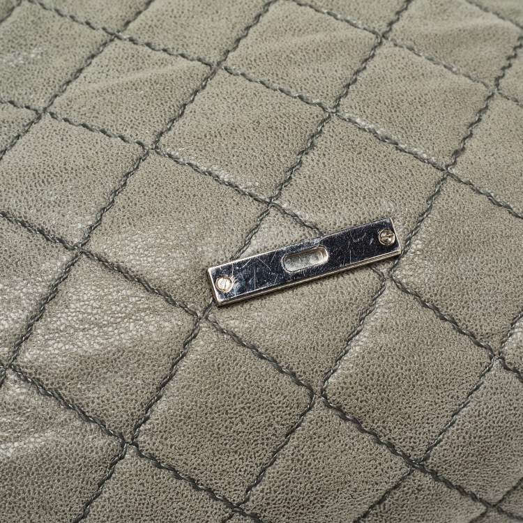 Pre Owned Stella McCartney Grey Quilted Faux Suede Beckett Shoulder Bag