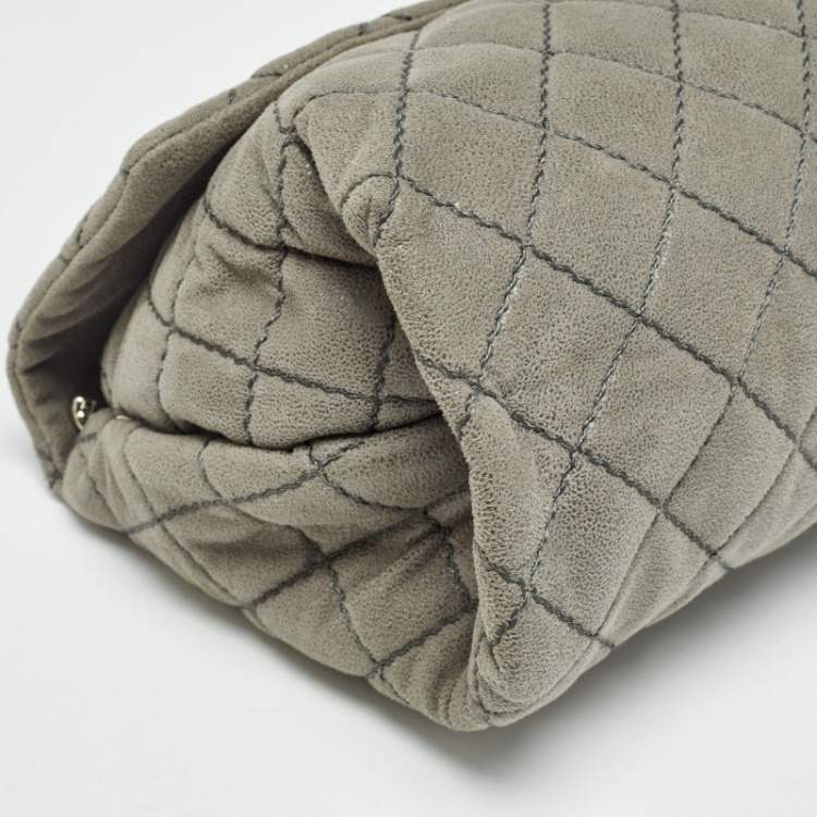 Pre Owned Stella McCartney Grey Quilted Faux Suede Beckett Shoulder Bag