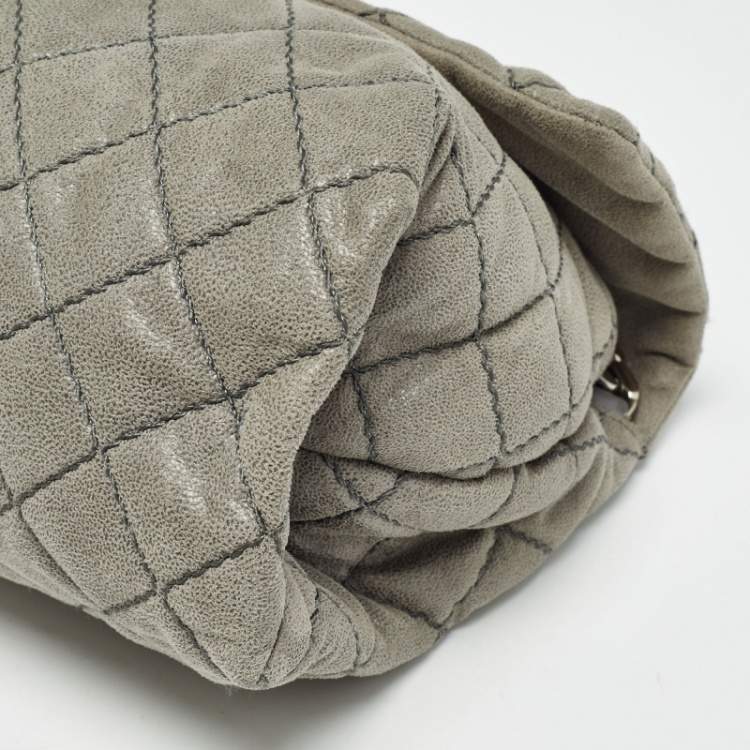 Pre Owned Stella McCartney Grey Quilted Faux Suede Beckett Shoulder Bag