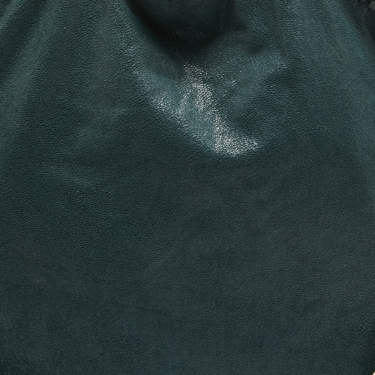 Pre Owned Stella McCartney Dark Green Faux Leather Fold Over Falabella Tote