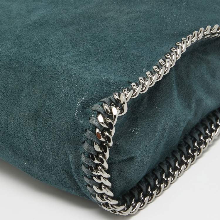 Pre Owned Stella McCartney Dark Green Faux Leather Fold Over Falabella Tote