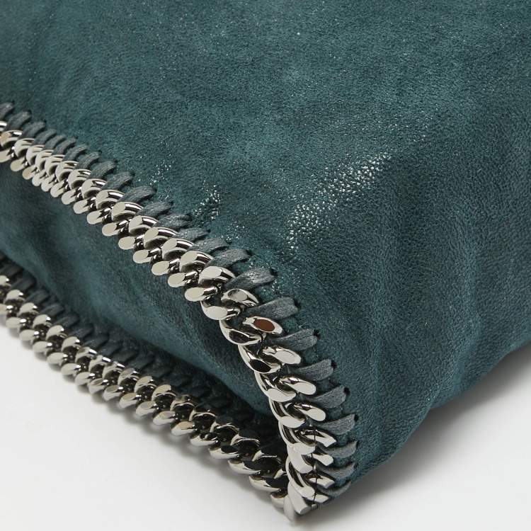 Pre Owned Stella McCartney Dark Green Faux Leather Fold Over Falabella Tote
