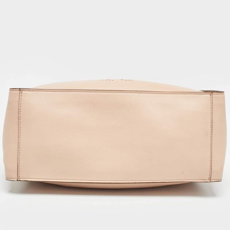 Pre Owned Stella McCartney Beige Faux Leather Perforated Logo Tote