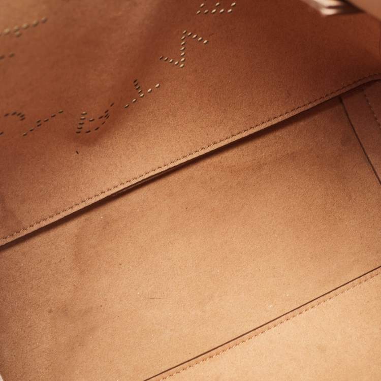 Pre Owned Stella McCartney Beige Faux Leather Perforated Logo Tote