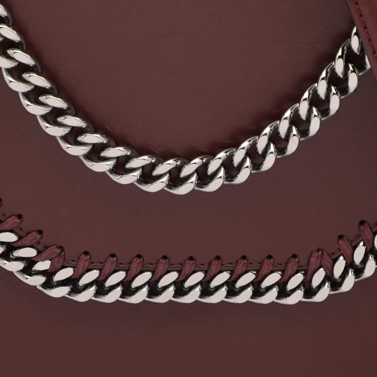 Pre Owned Stella McCartney Burgundy Faux Leather Box Falabella Shoulder Bag