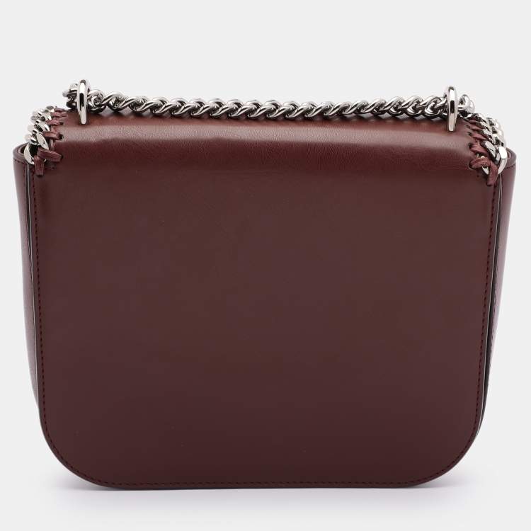 Pre Owned Stella McCartney Burgundy Faux Leather Box Falabella Shoulder Bag