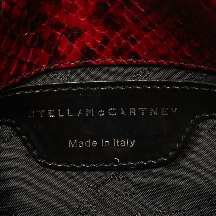 Pre Owned Stella McCartney Red/Black Python Embossed Faux Leather Falabella Flap Crossbody Bag
