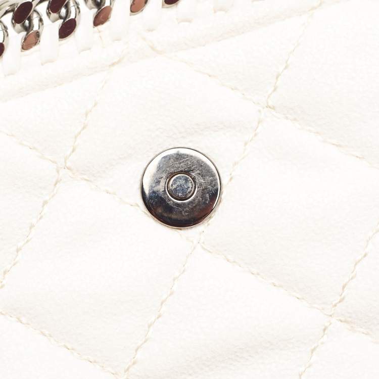 Pre Owned Stella McCartney Off White Quilted Faux Suede Falabella Flap Bag