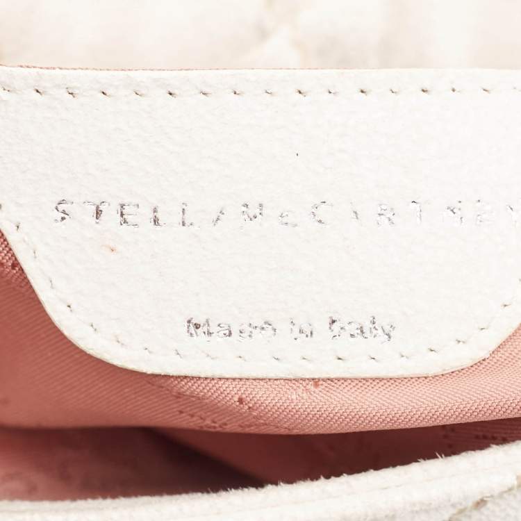Pre Owned Stella McCartney Off White Quilted Faux Suede Falabella Flap Bag
