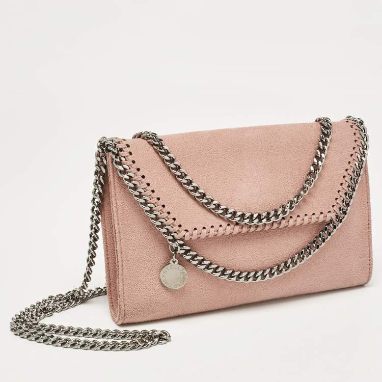Pre Owned Stella McCartney Pink Faux Leather Mini Falabella Flap Crossbody Bag