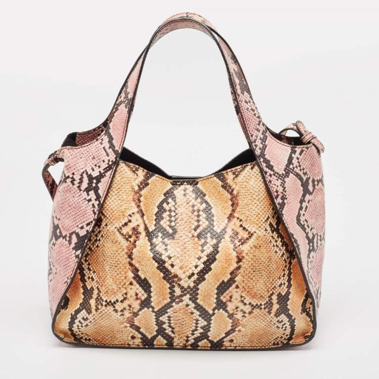 مملوكة مسبقًا Stella McCartney Multicolor Faux Snakeskin Embossed Leather Logo Tote