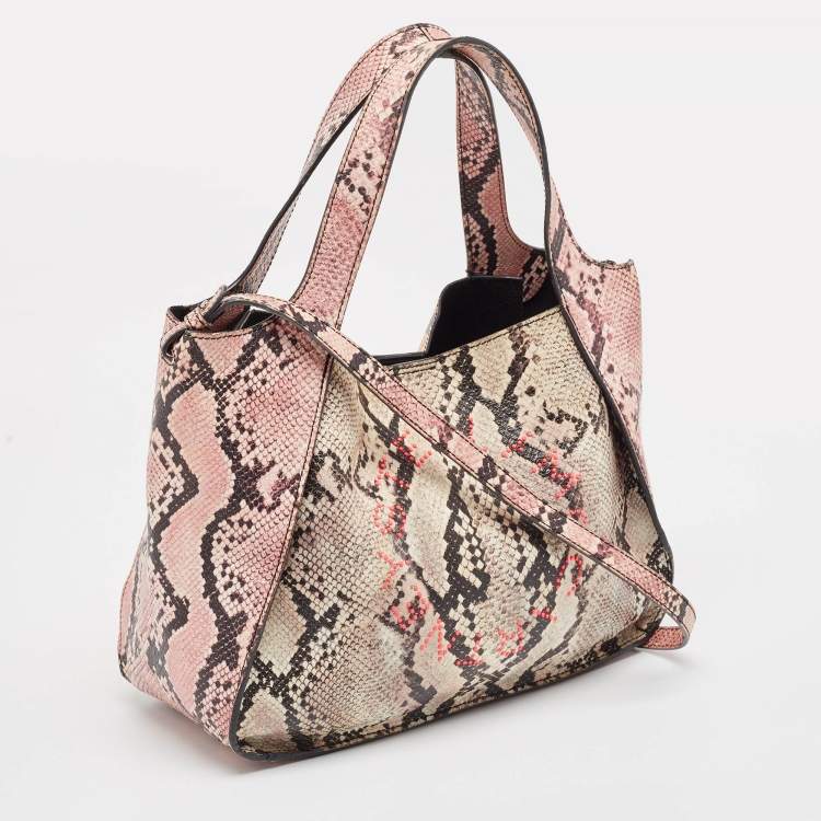 مملوكة مسبقًا Stella McCartney Multicolor Faux Snakeskin Embossed Leather Logo Tote