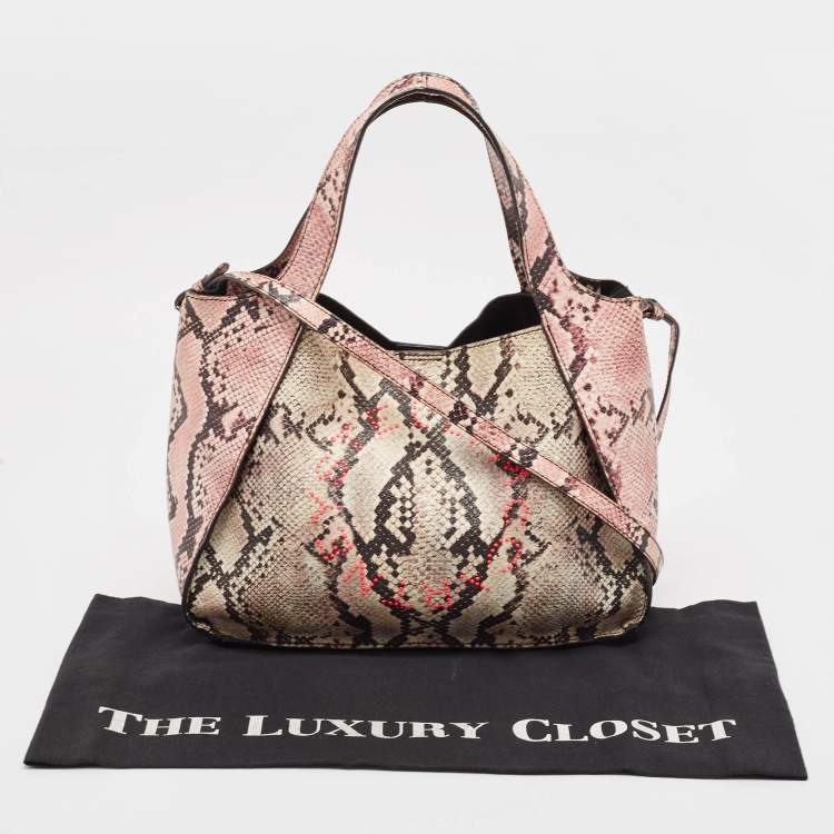 مملوكة مسبقًا Stella McCartney Multicolor Faux Snakeskin Embossed Leather Logo Tote