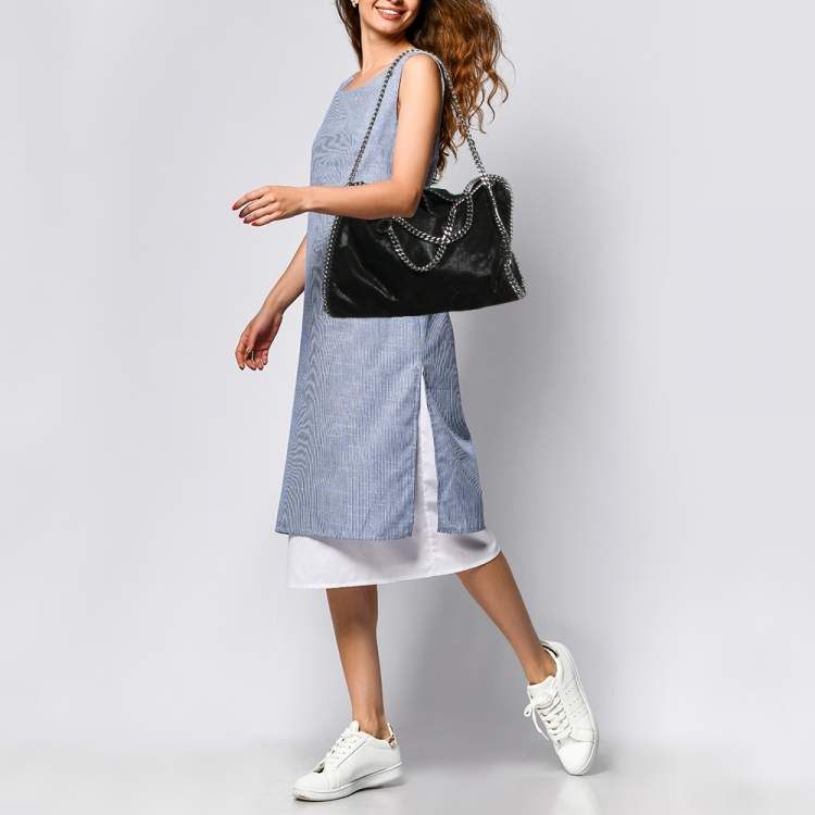 Pre Owned Stella McCartney Black Faux Leather Small Falabella Tote