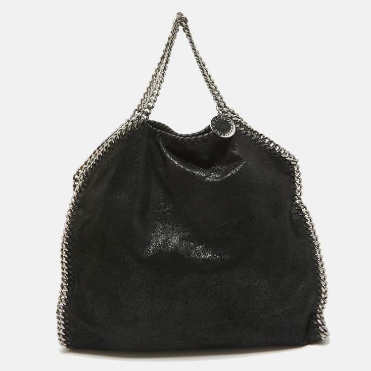 Pre Owned Stella McCartney Black Faux Leather Small Falabella Tote