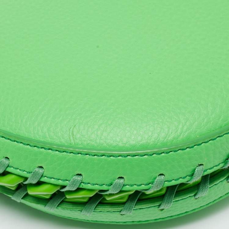 Pre Owned Stella McCartney Green Faux Leather Frayme Flap Crossbody Bag