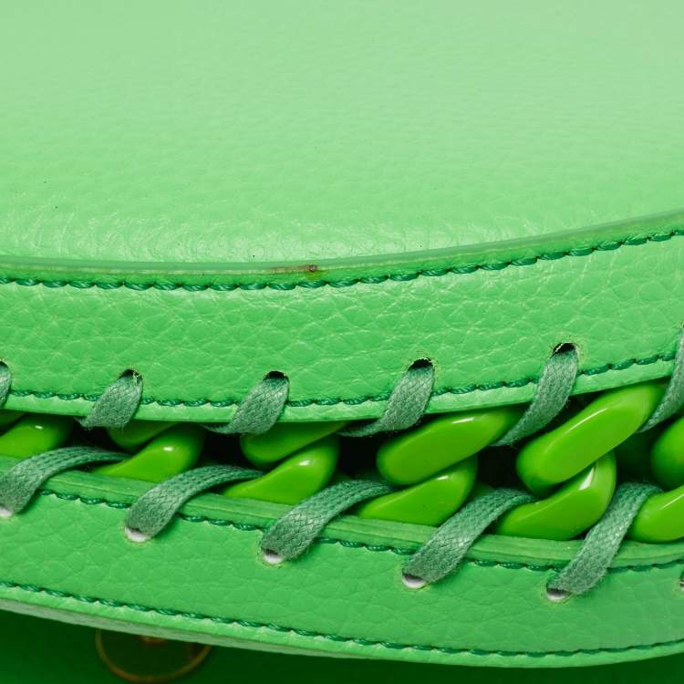 Pre Owned Stella McCartney Green Faux Leather Frayme Flap Crossbody Bag