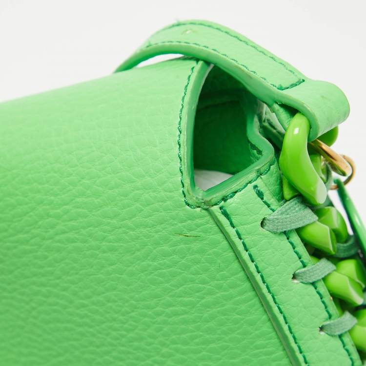 Pre Owned Stella McCartney Green Faux Leather Frayme Flap Crossbody Bag