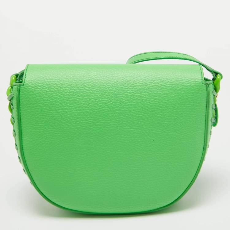 Pre Owned Stella McCartney Green Faux Leather Frayme Flap Crossbody Bag