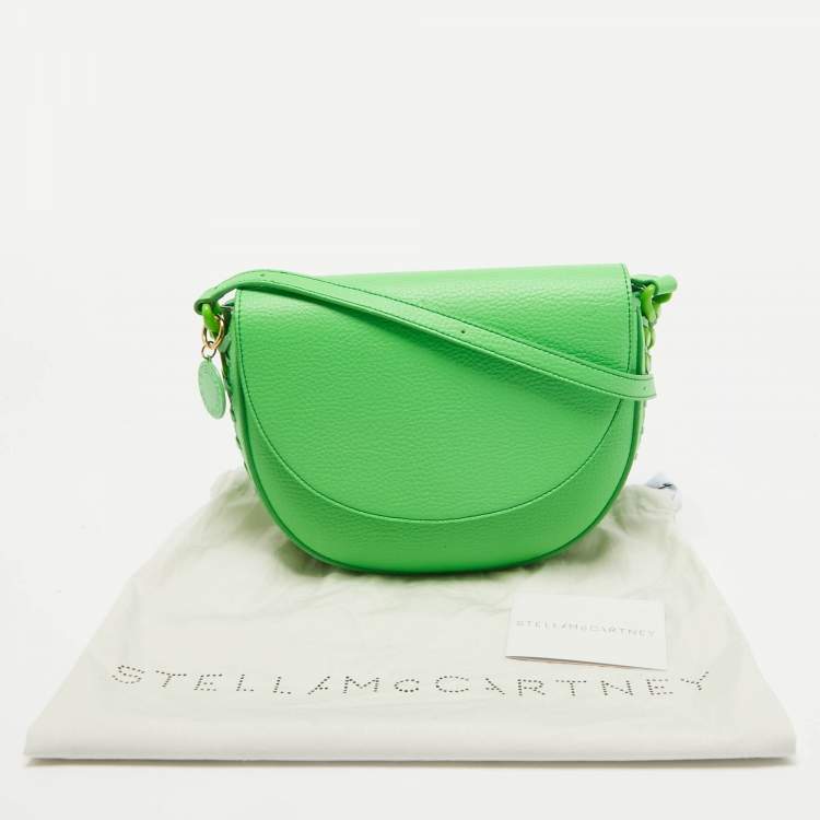 Pre Owned Stella McCartney Green Faux Leather Frayme Flap Crossbody Bag