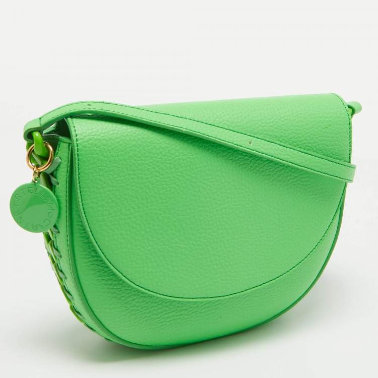 Pre Owned Stella McCartney Green Faux Leather Frayme Flap Crossbody Bag