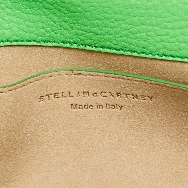 Pre Owned Stella McCartney Green Faux Leather Frayme Flap Crossbody Bag