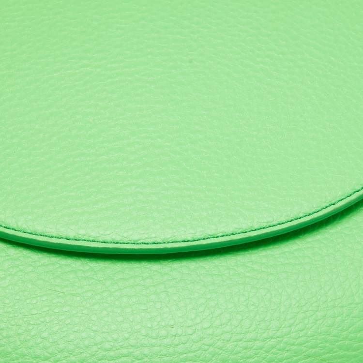 Pre Owned Stella McCartney Green Faux Leather Frayme Flap Crossbody Bag