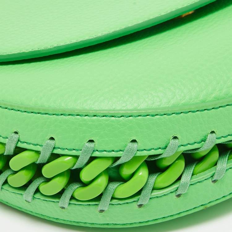 Pre Owned Stella McCartney Green Faux Leather Frayme Flap Crossbody Bag