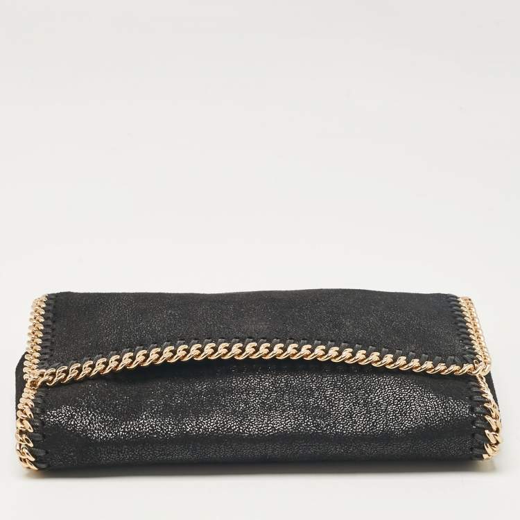 Pre Owned Stella McCartney Black Faux Suede Falabella Flap Crossbody Bag