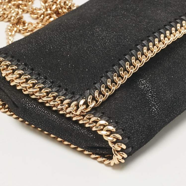 Pre Owned Stella McCartney Black Faux Suede Falabella Flap Crossbody Bag