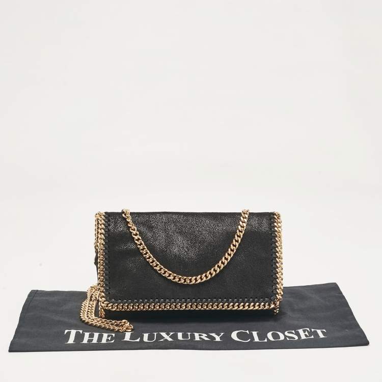 Pre Owned Stella McCartney Black Faux Suede Falabella Flap Crossbody Bag