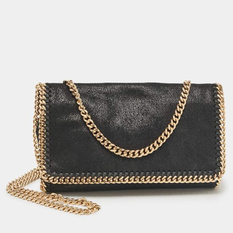 Pre Owned Stella McCartney Black Faux Suede Falabella Flap Crossbody Bag