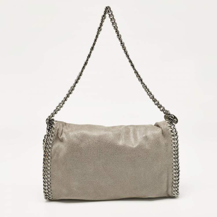 Pre Owned Stella McCartney Grey Faux Suede Falabella Flap Bag