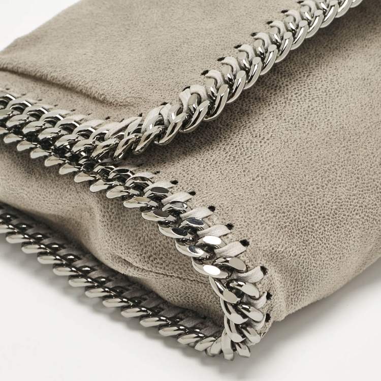 Pre Owned Stella McCartney Grey Faux Suede Falabella Flap Bag